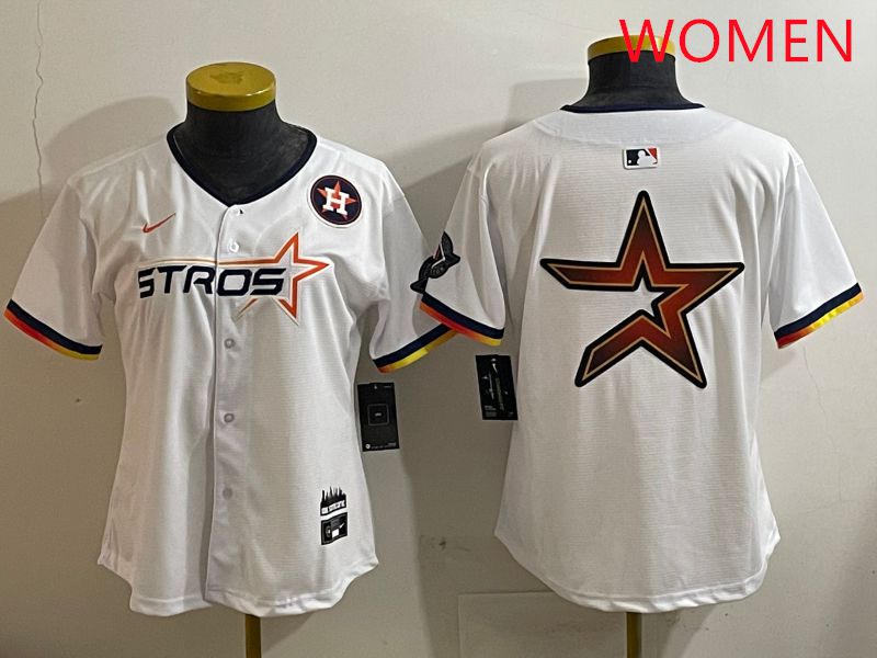 Women Houston Astros Blank White three generations Joint Name Nike 2025 MLB Jersey style 14